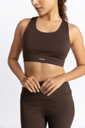 Cross Back Sports Bra Brown 4