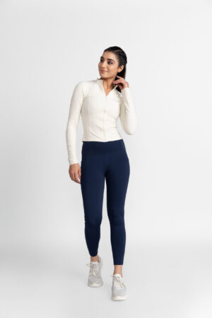 Women Seamless Solid Tights Navy Blue 2