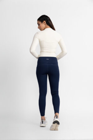Women Seamless Solid Tights Navy Blue 4